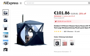 Saunacuben kanssa identtinen saunateltta Aliepressissä